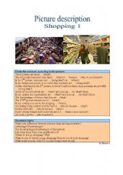 English Worksheet: Picture Description - Shopping 1