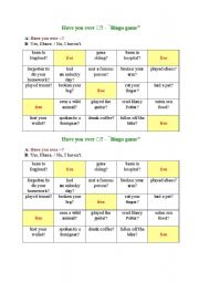 English Worksheet: Bingo - Present Perfect