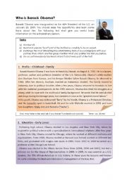 English Worksheet: Who is Barack Obama? - Part 1