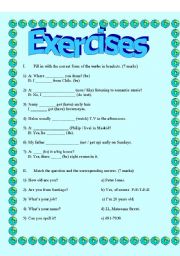 English worksheet: exercises