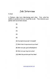 English worksheet: Job Interview