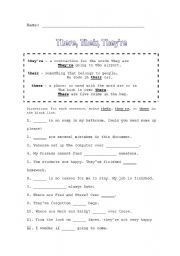 English worksheet: there their theyre