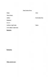 English worksheet: Book Review Form