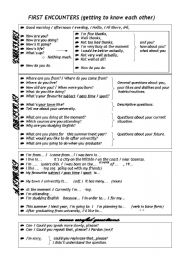 English Worksheet: First Encounters (Getting to know each other)