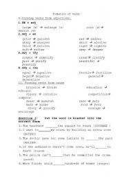 English worksheet: formations of verbs