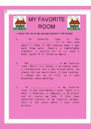 English Worksheet: MY FAVORITE ROOM