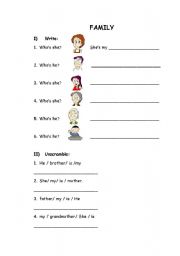 English worksheet: family