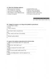 English Worksheet: have to-has to