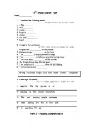 English worksheet: 5th grade test