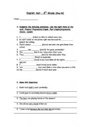 English worksheet: Mixed tenses