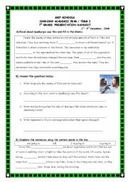 English Worksheet: reading comprehension