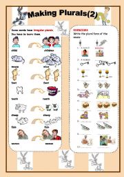 English Worksheet: making plurals part 2 