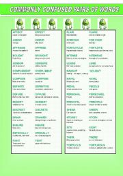 English Worksheet: most commonly confused pairs of words