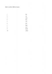 English Worksheet: matching numbers