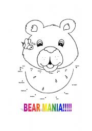 English worksheet: BEAR MANIA COLORING AND NUMBERS!
