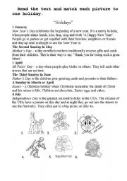 English worksheet: Holidays