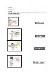 English worksheet: match 