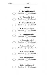 English Worksheet: animals worksheet