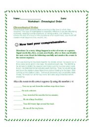 English worksheet: Chronological order worksheet