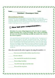 English Worksheet: Chronological order worksheet