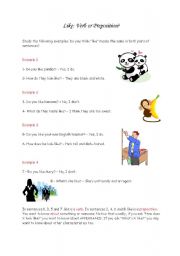 English worksheet: Like: Verb or Preposition?