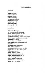English worksheet: GENERAL VOCABULARY AND COLLOCATIONS
