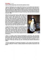 English Worksheet: Reading quiz Florence Nightingale