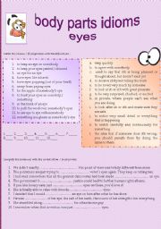 English Worksheet: body parts idioms/fixed phrases (part 1)