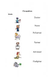 English worksheet: Occupations - Match 