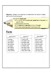 English Worksheet: simple past. regular verbs