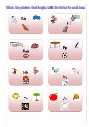English Worksheet: letters and pictures 