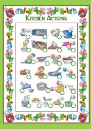 English Worksheet: Kitchen Actions