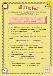 English Worksheet: All in One Hour - time trivia 