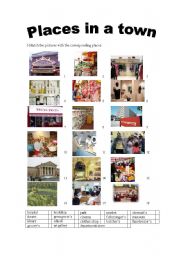 English Worksheet: places in a town