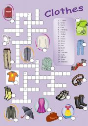 English Worksheet: Clothes crossword