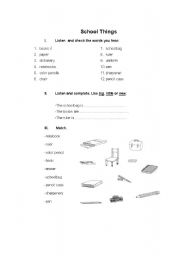 English Worksheet: School Things