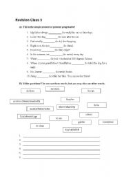 English Worksheet: revision class 5