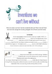 English Worksheet: Inventions we cant live without (passives practice)
