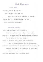 English Worksheet: Mini  Dialogues-  FOOD 