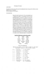 English Worksheet: 7th grade worksheet, vocabulary plus action verbs - Guia para trabajar con los primeros basicos 