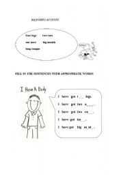 English worksheet: my body