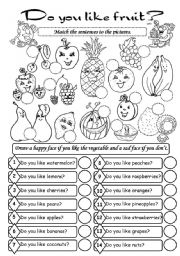 English Worksheet: Do you like fruit?