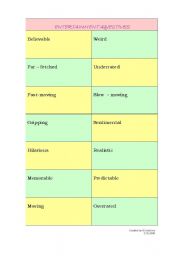 English Worksheet: Entertainment adjectives