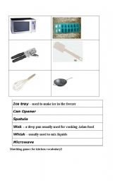 English worksheet: matching games for kitchen vocabulary 2