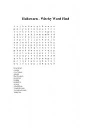 English Worksheet: Halloween Witchy Word Search