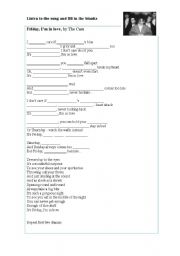 English Worksheet: Great song to revise the days of the week: Friday Im in Love by The Cure