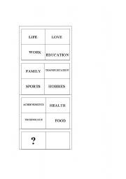 English Worksheet: Talking about life