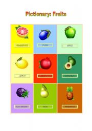 English worksheet: Fruits pictionary part 1