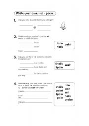 English Worksheet: Write your own -ai- poem