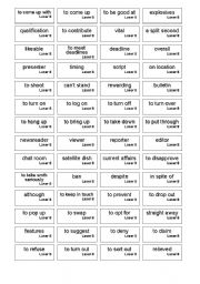 English worksheet: word cards for laser FCE unit 8